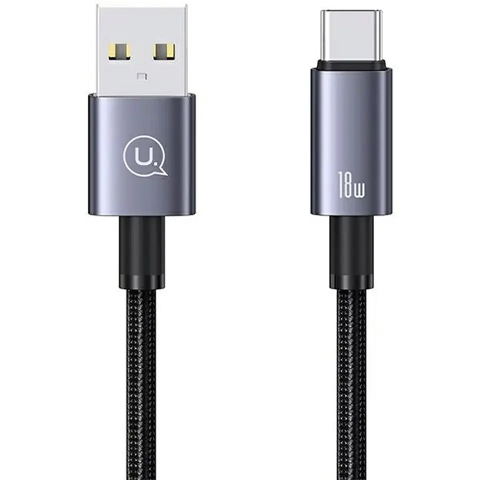 ⁨USAMS Kabel USB na USB-C 3A 0,25m Fast Charging stalowy/tarnish SJ680USB01 (US-SJ680)⁩ w sklepie Wasserman.eu