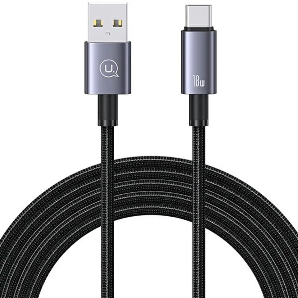 ⁨USAMS Kabel USB na USB-C 3A 2m Fast Charging stalowy/tarnish SJ666USB01 (US-SJ666)⁩ w sklepie Wasserman.eu