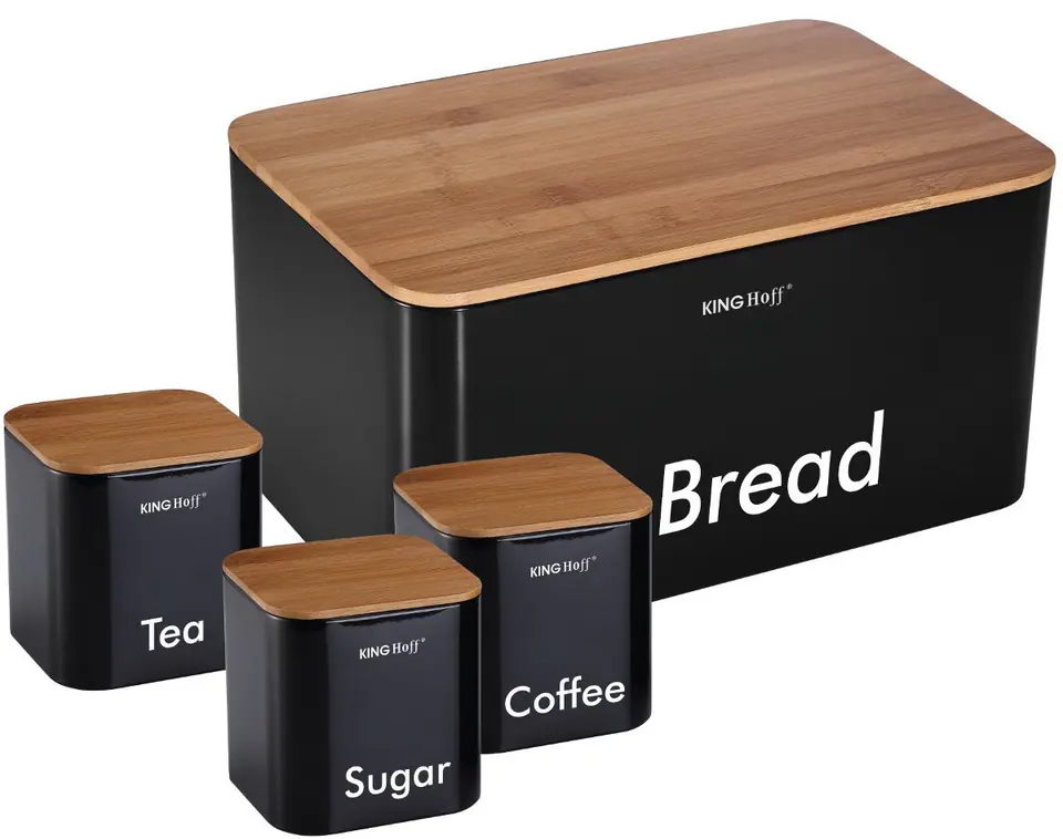 ⁨KINGHOFF STEEL BREAD BOX + 3 CONTAINERS KH-1086⁩ at Wasserman.eu