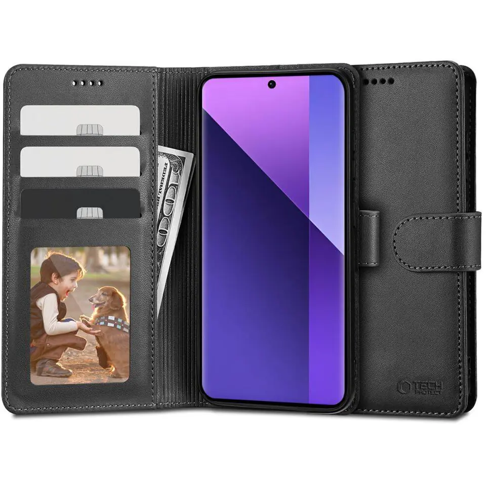 ⁨Etui XIAOMI REDMI NOTE 13 PRO+ 5G Tech-Protect Wallet czarne⁩ w sklepie Wasserman.eu