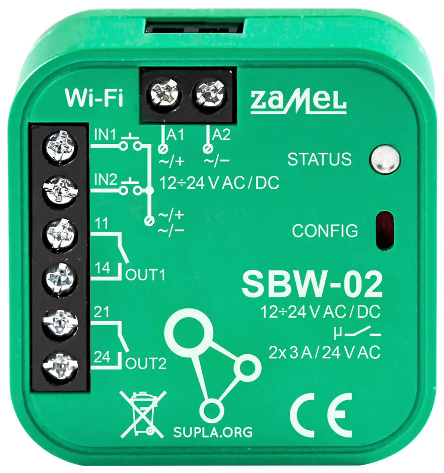 ⁨INTELIGENTNY STEROWNIK BRAM I DRZWI SBW-02 Wi-Fi, SUPLA 12 ... 24 V AC/DC ZAMEL⁩ w sklepie Wasserman.eu