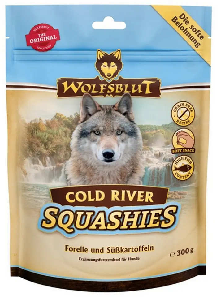 ⁨Wolfsblut Dog Squashies Cold River - pstrąg i bataty 300g⁩ w sklepie Wasserman.eu