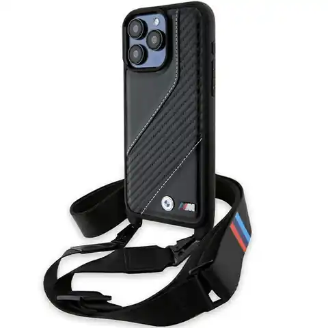 ⁨BMW BMHCP15X23PSCCK iPhone 15 Pro Max 6.7" czarny/black hardcase M Edition Carbon Stripe & Strap⁩ w sklepie Wasserman.eu