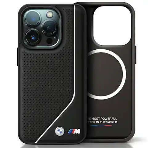 ⁨BMW BMHMP15S23PUCPK iPhone 15 / 14 / 13 6.1" czarny/black hardcase Perforated Twisted Line MagSafe⁩ w sklepie Wasserman.eu