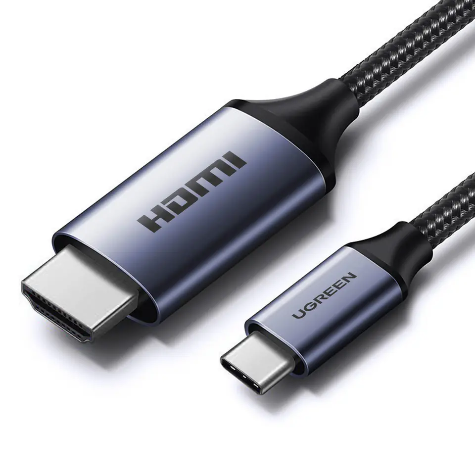 ⁨Kabel przewód przejściówka USB-C - HDMI 2.1 8K 60Hz 1.5m szary⁩ w sklepie Wasserman.eu