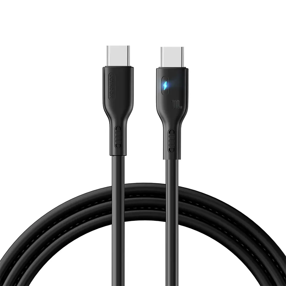 ⁨Kabel przewód USB-C z diodą LED 100W 2m czarny⁩ w sklepie Wasserman.eu