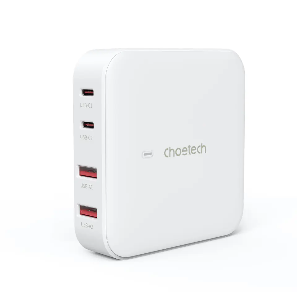 Mocna ładowarka sieciowa GaN 100W 2x USB-A 2x USB-C biała w sklepie Wasserman.eu