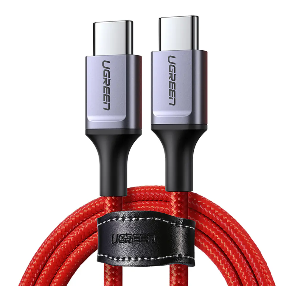 ⁨Kabel przewód w oplocie USB-C - USB-C 2.0 3A czerwony⁩ w sklepie Wasserman.eu