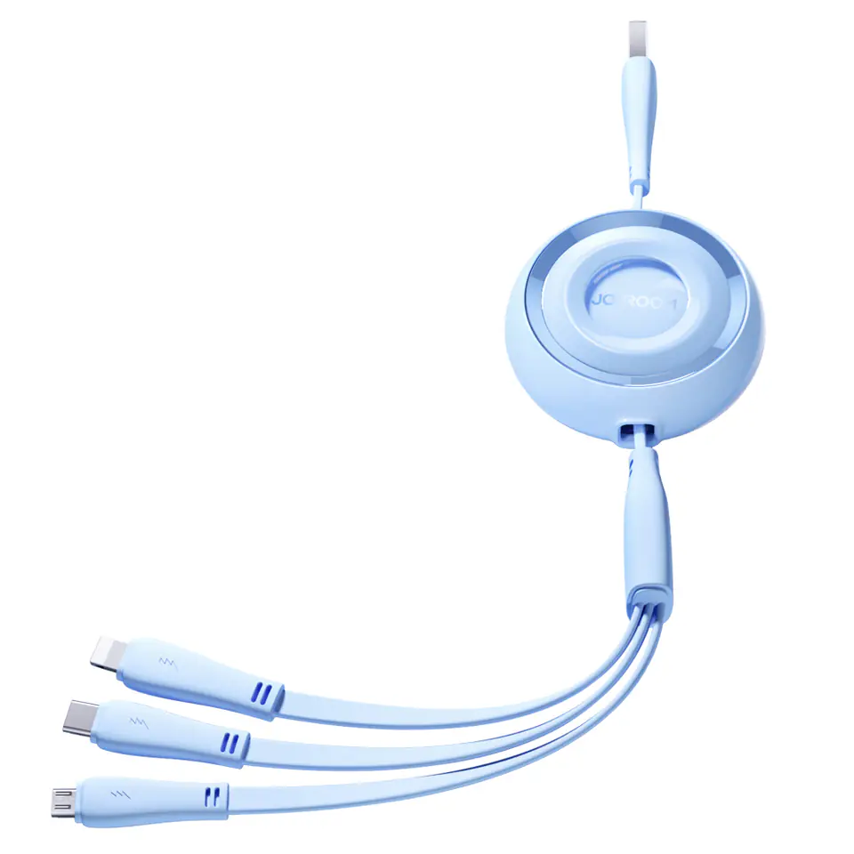 3w1 Kabel zwijany Colorful Series USB-A do USB-C / iPhone Lightning / microUSB 1m niebieski w sklepie Wasserman.eu