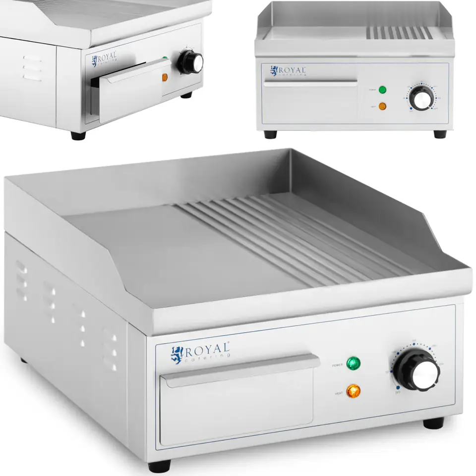 ⁨Grill elektryczny płyta grillowa gładka ryflowana 360 x 380 mm 2000 W⁩ w sklepie Wasserman.eu