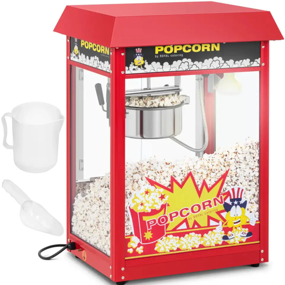 ⁨Maszyna urządzenie do prażenia popcornu retro TEFLON 1600 W 5-6 kg/h - czerwona⁩ w sklepie Wasserman.eu