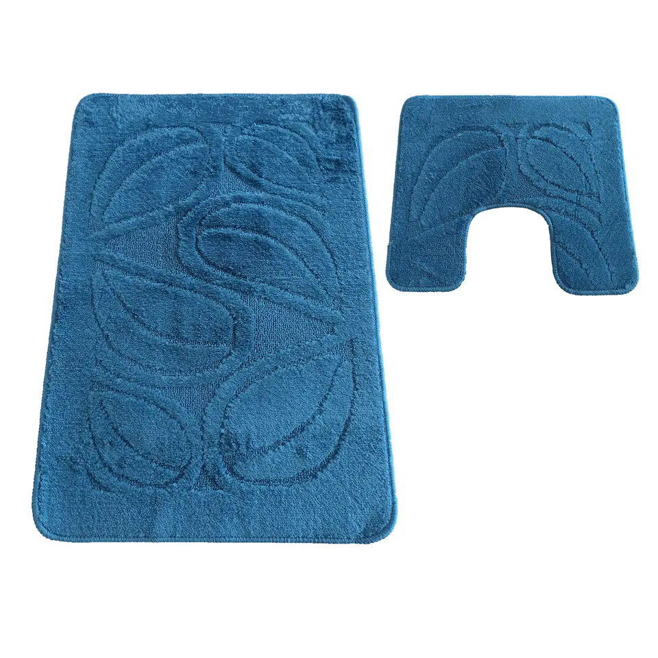 ⁨Komplet łazienkowy Montana z wycięciem Flora Ink Blue Komplet (50 cm x 80 cm i 40 cm x 50 cm)⁩ w sklepie Wasserman.eu
