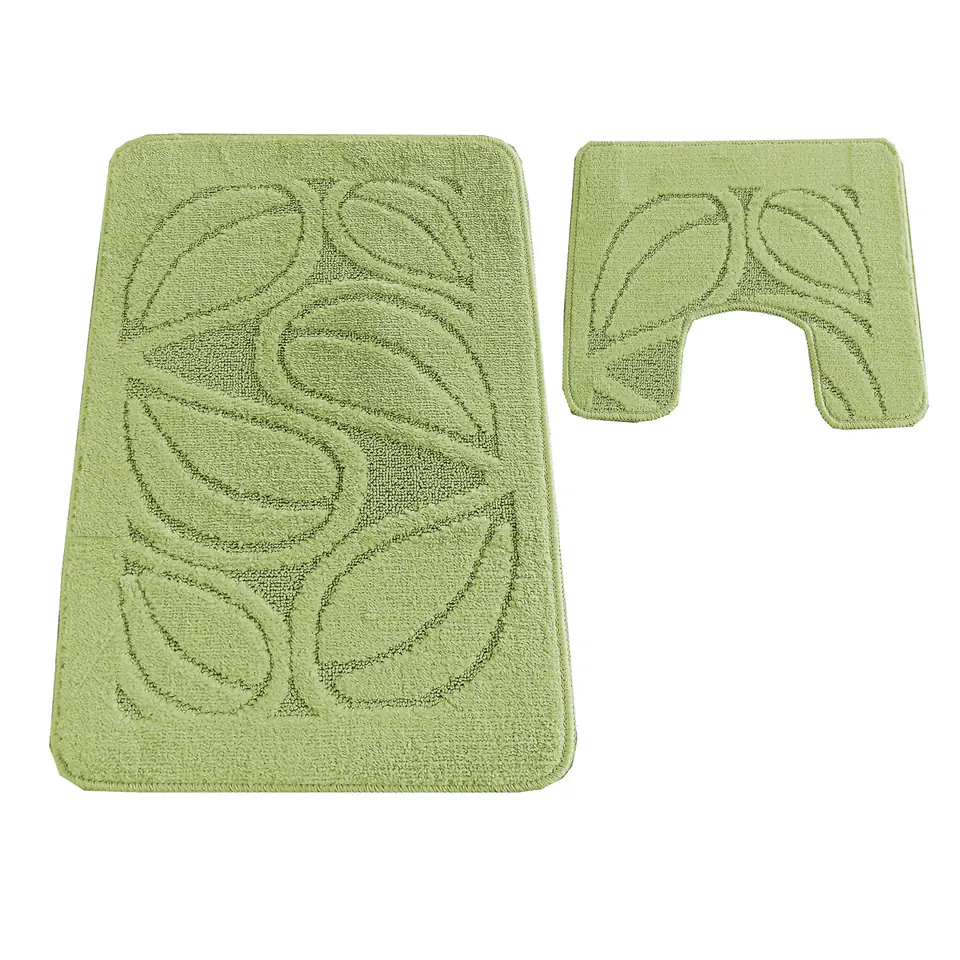 ⁨Komplet łazienkowy Montana z wycięciem Flora Phosphonic Green Komplet (50 cm x 80 cm i 40 cm x 50 cm)⁩ w sklepie Wasserman.eu