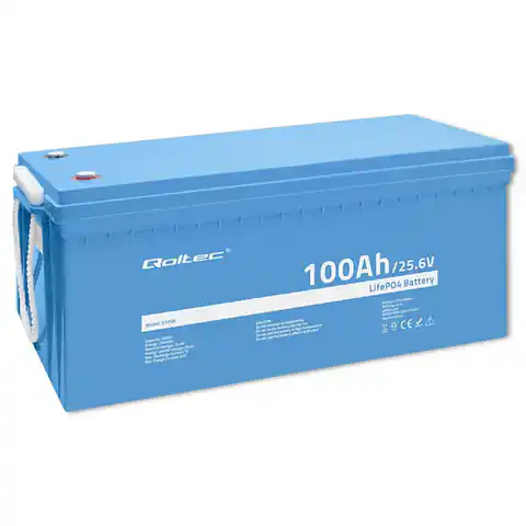 ⁨Qoltec LiFePO4 Lithium Iron Phosphate Battery | 25.6V | 100Ah | 2560Wh | BMS⁩ at Wasserman.eu