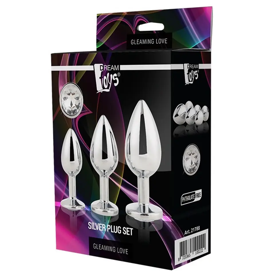 ⁨Dream Toys Gleaming Love Silver Plug Set korek analny 3szt.⁩ w sklepie Wasserman.eu