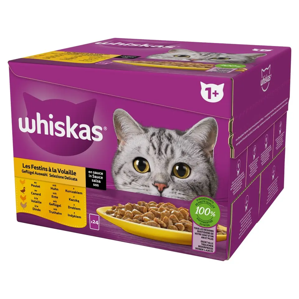 ⁨WHISKAS Poultry Feast  - wet cat food - 24x85 g⁩ at Wasserman.eu