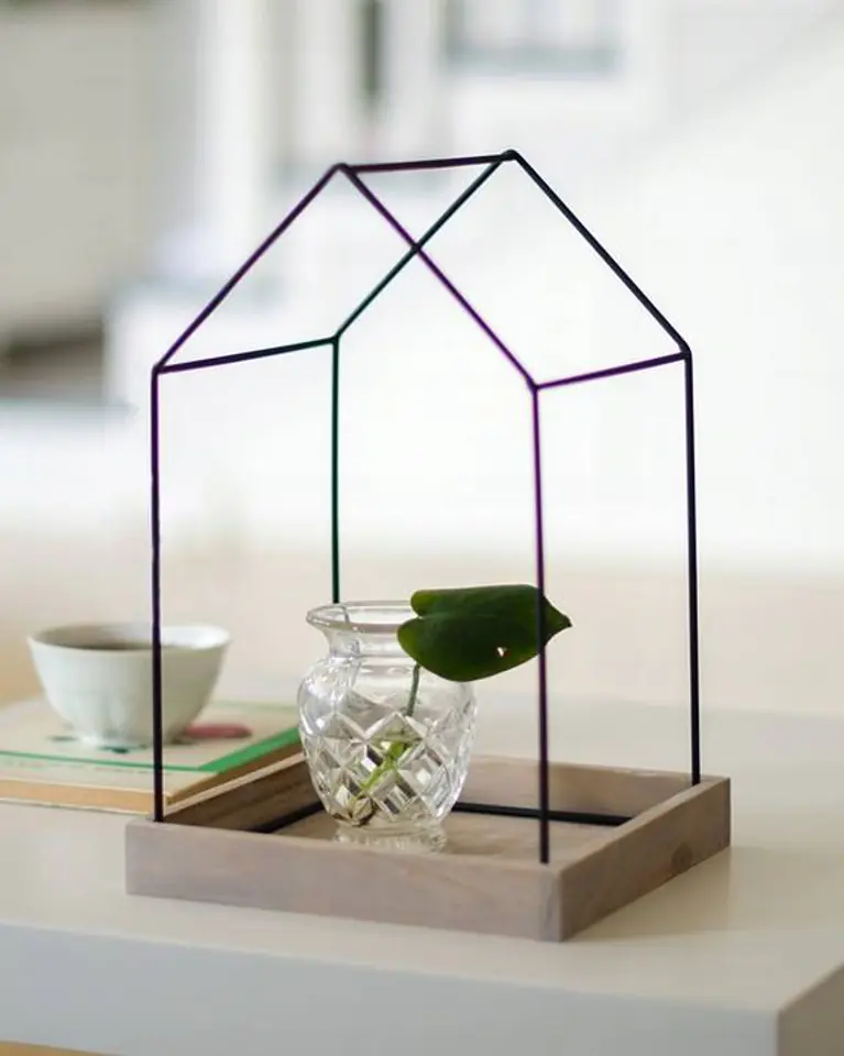 Druciany domek loft lampion kwietnik, 25 cm w sklepie Wasserman.eu