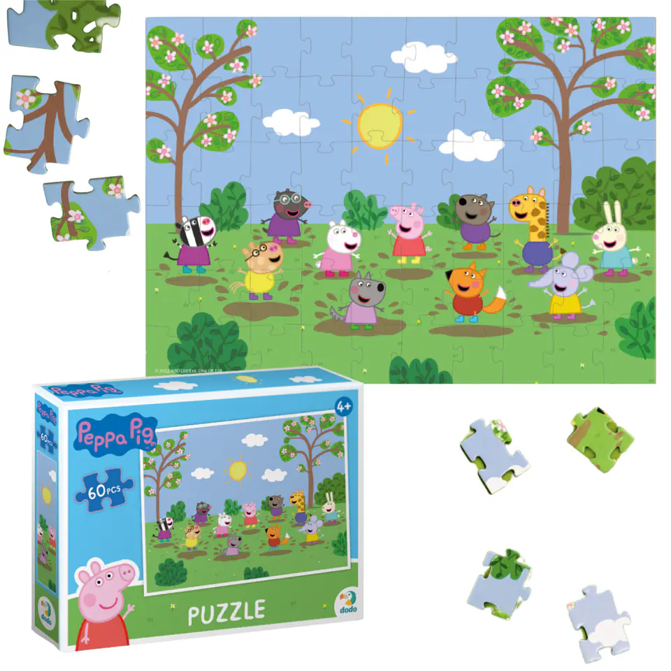 ⁨PUZZLE ŚWINKA PEPPA Z PRZYJACIÓŁMI 60 ELEMENTÓW DO UŁOŻENIA DLA DZIECI⁩ w sklepie Wasserman.eu