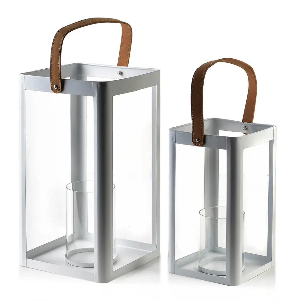 LOUIS Komplet 2 latarni biały metal w sklepie Wasserman.eu