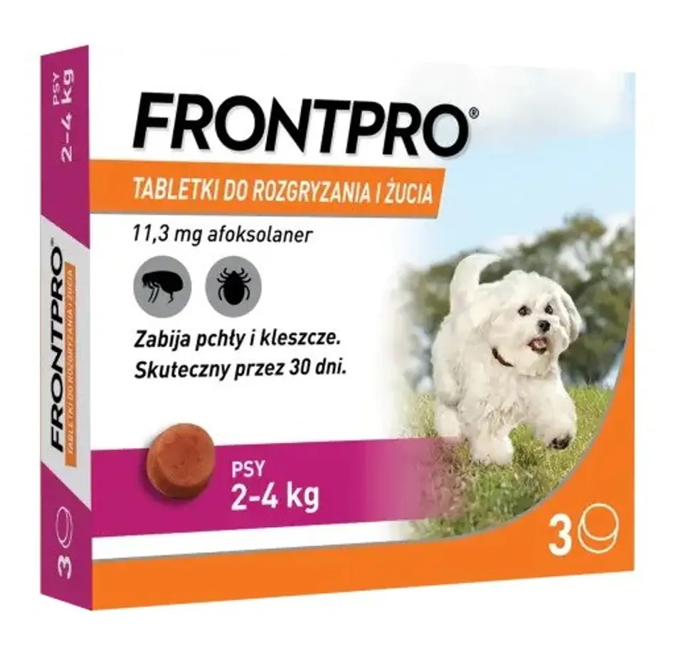 FRONTPRO Tabletki na pchły i kleszcze dla psa (2-4 kg) - 3x 11,3mg w sklepie Wasserman.eu