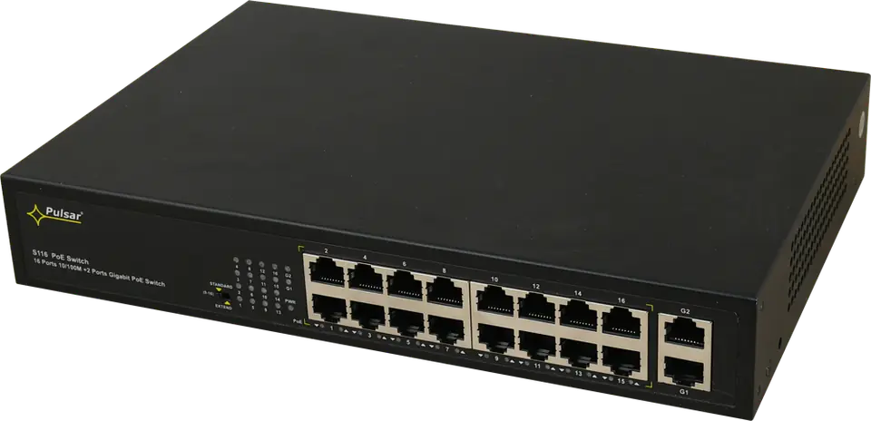 ⁨PULSAR 16-port S116 switch for up to 16 IP cameras⁩ at Wasserman.eu
