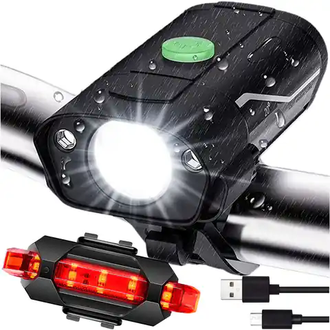 ⁨Lampka rowerowa przód + tył LED przednia tylna światło roweru oświetlenie wodoodporna IPX4 USB światełko na rower zestaw lampek Alogy⁩ w sklepie Wasserman.eu