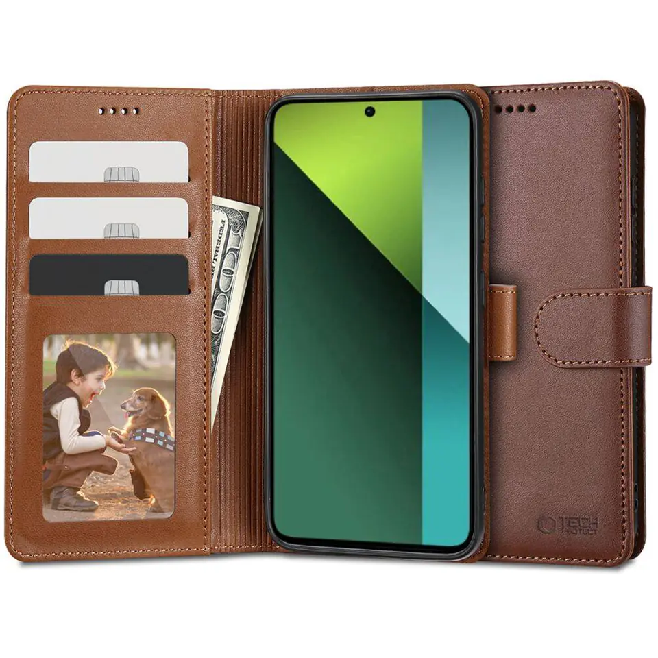 ⁨Etui XIAOMI REDMI NOTE 13 PRO 5G / POCO X6 5G Tech-Protect Wallet brązowe⁩ w sklepie Wasserman.eu