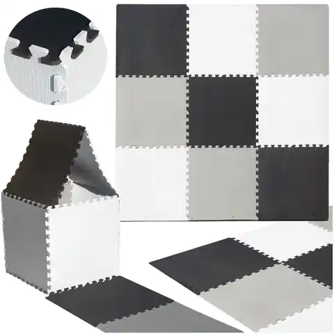 ⁨Puzzle piankowe mata dla dzieci 180x180cm 9 elementów szaro-kremowa⁩ w sklepie Wasserman.eu