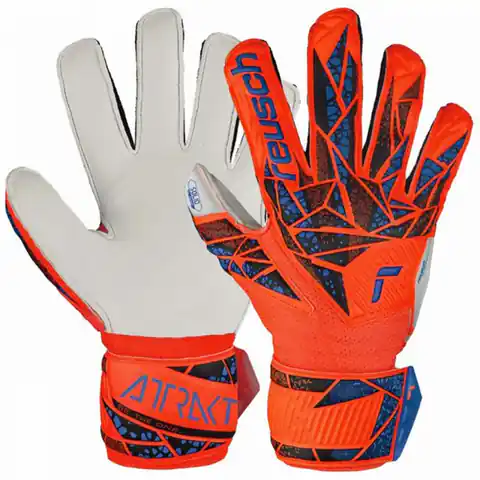 ⁨Rękawice bramkarskie Reusch Attrakt Solid Finger Support Jr 5472510 (kolor Pomarańczowy, rozmiar 7)⁩ w sklepie Wasserman.eu