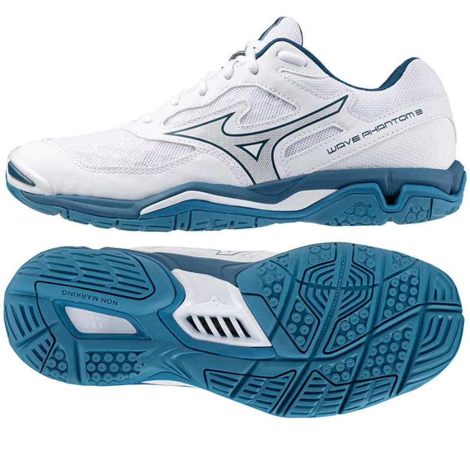 ⁨Buty do piłki ręcznej Mizuno Wave Phantom 3 M (kolor Biały, rozmiar 46)⁩ w sklepie Wasserman.eu