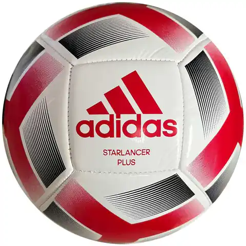 ⁨Piłka nożna adidas Starlancer Plus (kolor Biały. Czerwony, rozmiar 5)⁩ w sklepie Wasserman.eu
