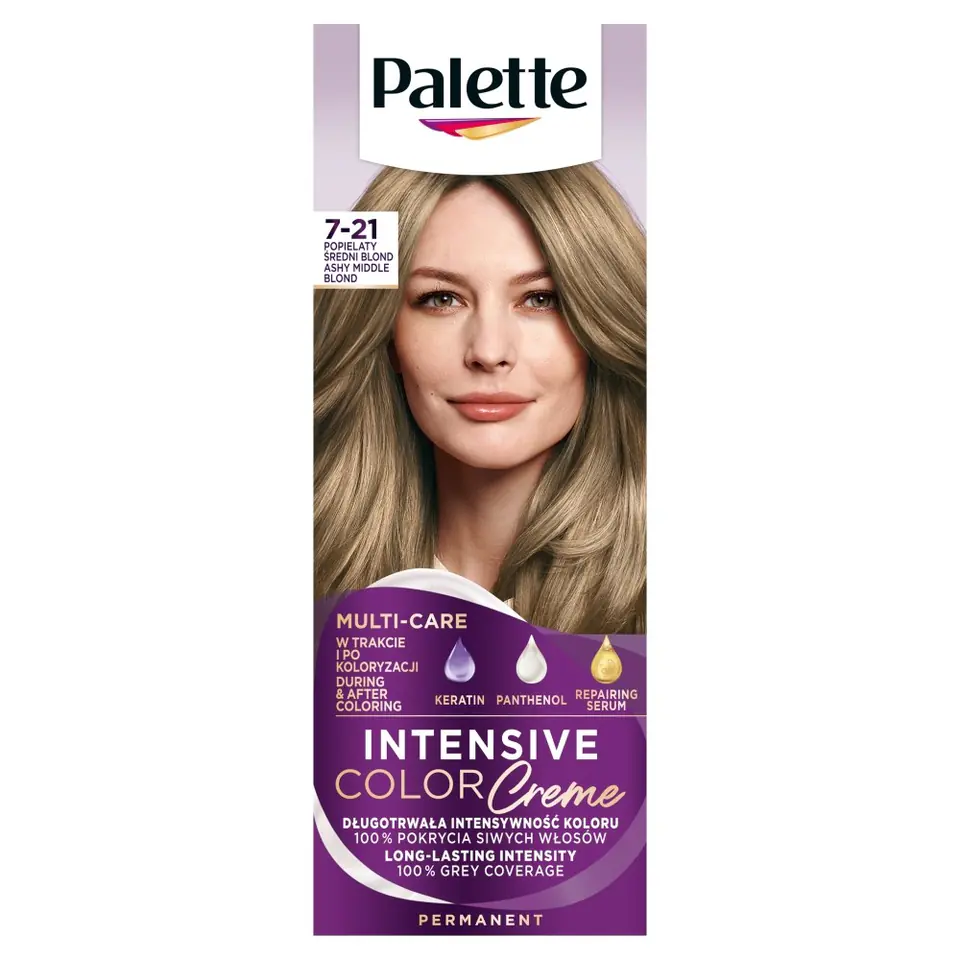 ⁨Palette Intensive Color Creme Coloring cream No. 7-21 ash medium blond 1op.⁩ at Wasserman.eu