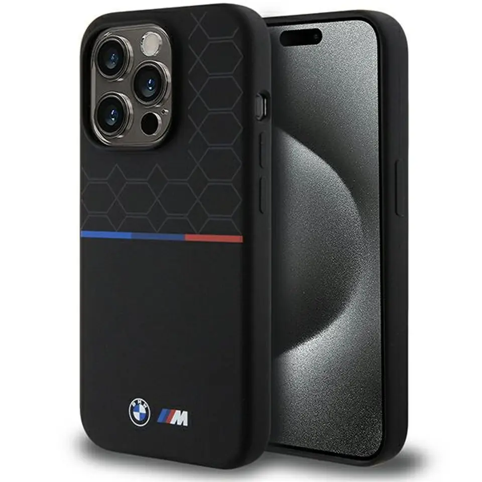 ⁨BMW BMHMP15L22SMPK iPhone 15 Pro 6.1" czarny/black hardcase M Silicone Pattern MagSafe⁩ w sklepie Wasserman.eu