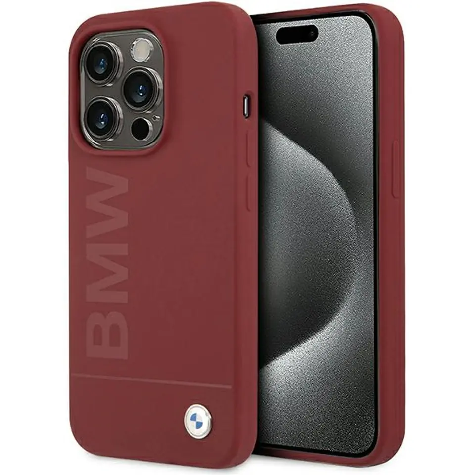 ⁨BMW BMHMP15LSLBLRE iPhone 15 Pro 6.1" czerwony/red hardcase Silicone Big Logo MagSafe⁩ w sklepie Wasserman.eu