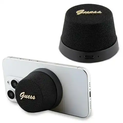 ⁨Guess głośnik Bluetooth GUWSC3ALSMK Speaker Stand czarny/black Magnetic Script Metal⁩ w sklepie Wasserman.eu