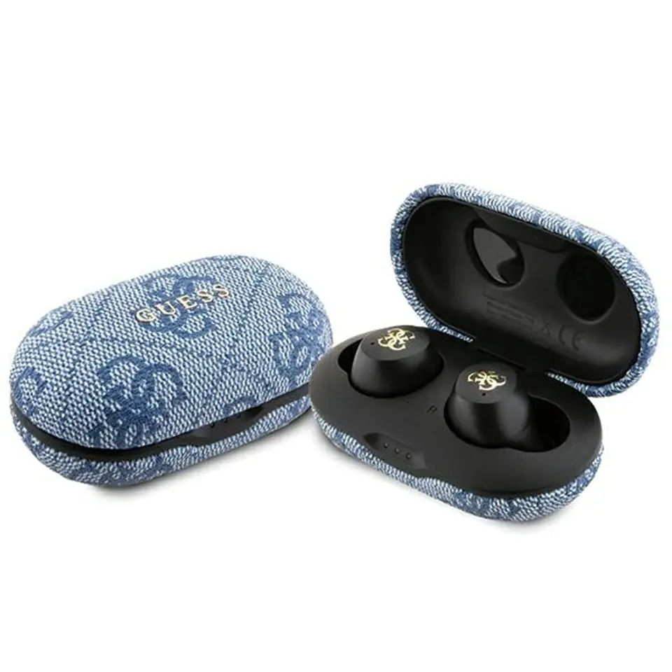 ⁨Guess słuchawki Bluetooth GUTWSP4EGBTWS + stacja dokująca ENC niebieski/blue 4G Metal⁩ w sklepie Wasserman.eu
