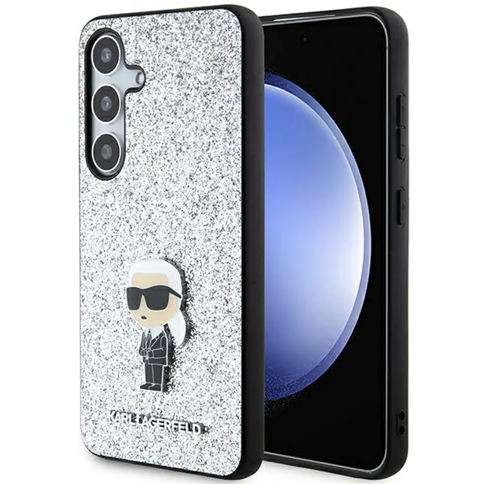 ⁨Karl Lagerfeld KLHCS24MGCNPSG S24+ S926 srebrny/silver hardcase Fixed Glitter Ikonik Logo Metal Pin⁩ w sklepie Wasserman.eu