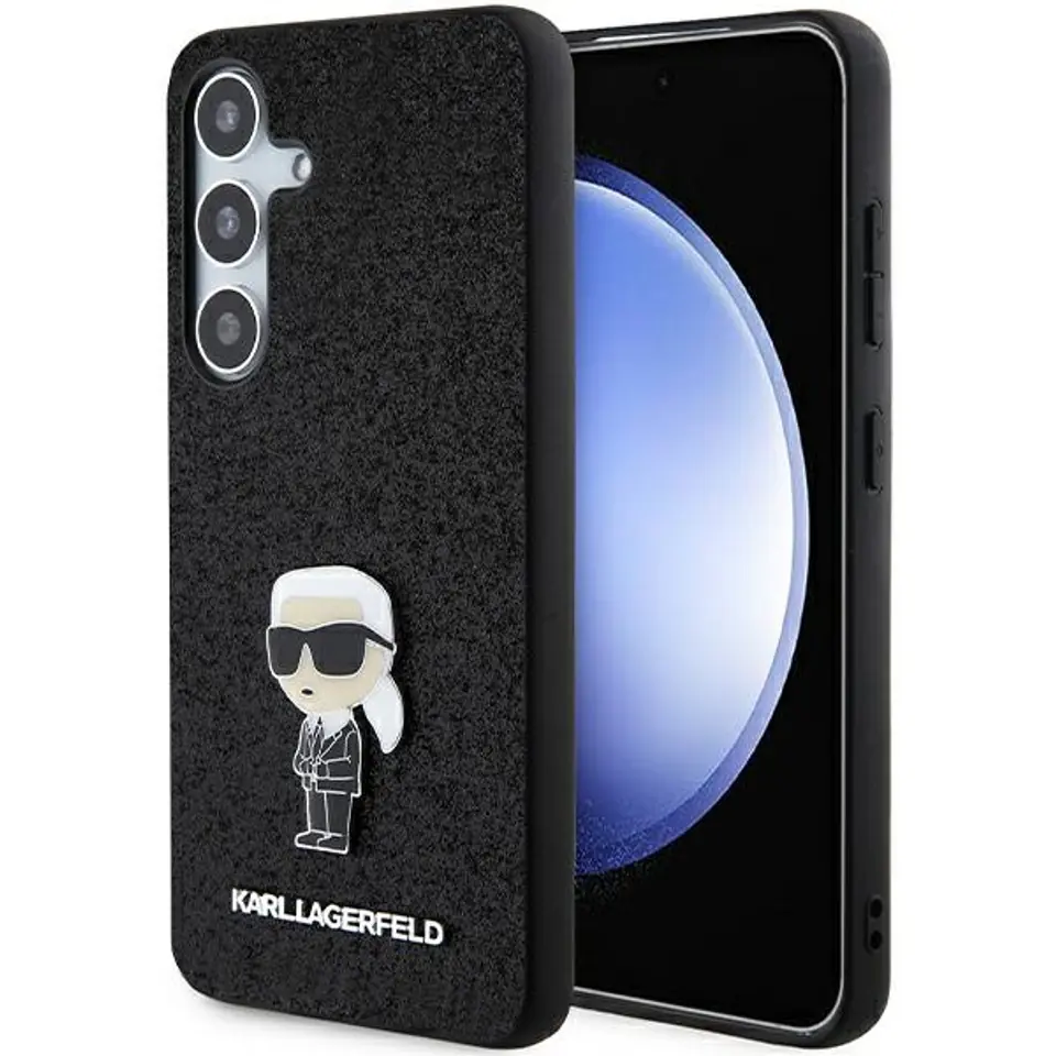⁨Karl Lagerfeld KLHCS24MGKNPSK S24+ S926  czarny/black hardcase Fixed Glitter Ikonik Logo Metal Pin⁩ w sklepie Wasserman.eu