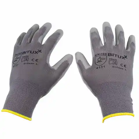 ⁨Rękawice ochronne robocze unisex z powłoką PU 10 par rozmiar M (8) Bituxx⁩ w sklepie Wasserman.eu