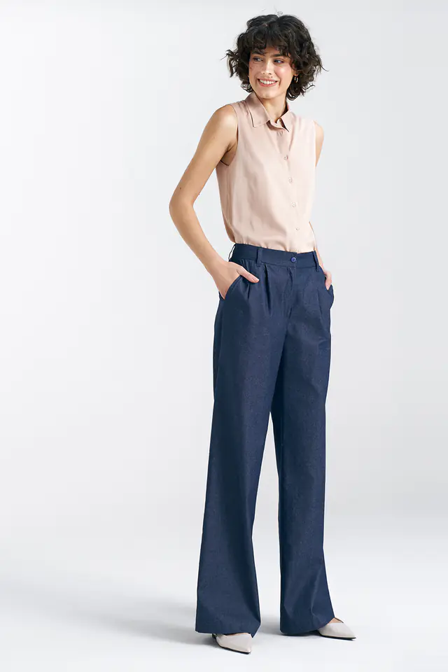 ⁨Spodnie jeansowe, wide leg - denim - SD83 (kolor jeans, rozmiar 42)⁩ w sklepie Wasserman.eu