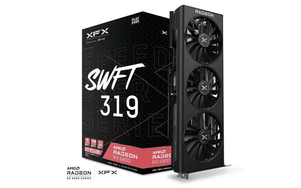 ⁨Karta graficzna XFX Radeon RX 6800 SPEEDSTER SWFT319 CORE Gaming 16GB GDDR6 HDMI 3xDP 3 FAN (WYPRZEDAŻ)⁩ w sklepie Wasserman.eu