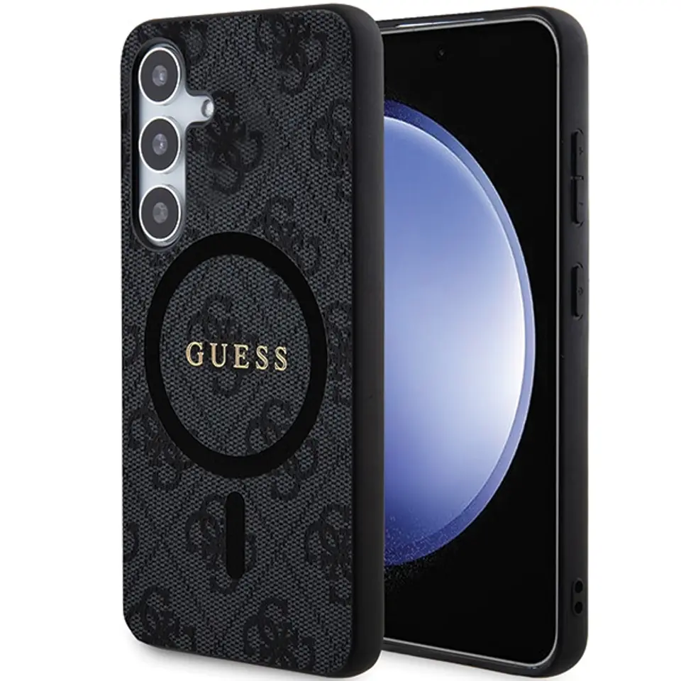 ⁨Guess GUHMS24SG4GFRK S24 S921 czarny/black hardcase 4G Collection Leather Metal Logo MagSafe⁩ w sklepie Wasserman.eu