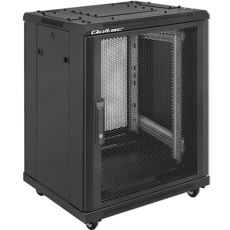⁨Qoltec 54518 19" RACK cabinet | 15U | 600 x 855 x 600 | Perforated doors⁩ at Wasserman.eu