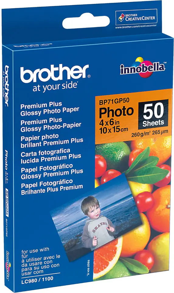 ⁨BROTHER Innobella paper 260g 10 x 15 cm Glossy BP71GP50⁩ at Wasserman.eu