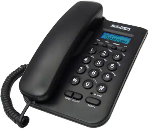 ⁨Telefon przewodowy MAXCOM KXT 100 Czarny KXT 100 Czarny⁩ w sklepie Wasserman.eu