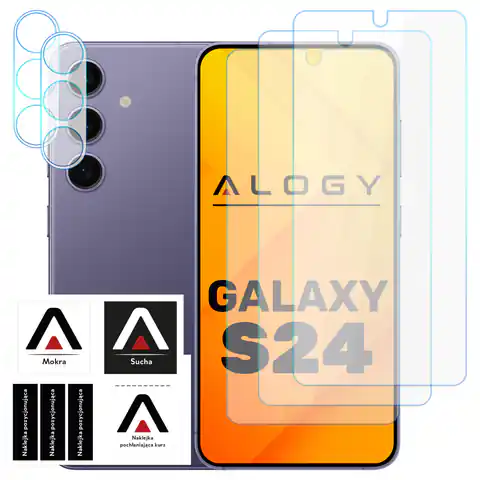 ⁨Szkło hartowane do Samsung Galaxy S24 3x na ekran + 2x na obiektywy aparatu Lens Pro+ 9H Alogy zestaw szkieł⁩ w sklepie Wasserman.eu