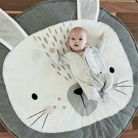 ⁨Baby mat round gray rabbit 85cm⁩ at Wasserman.eu