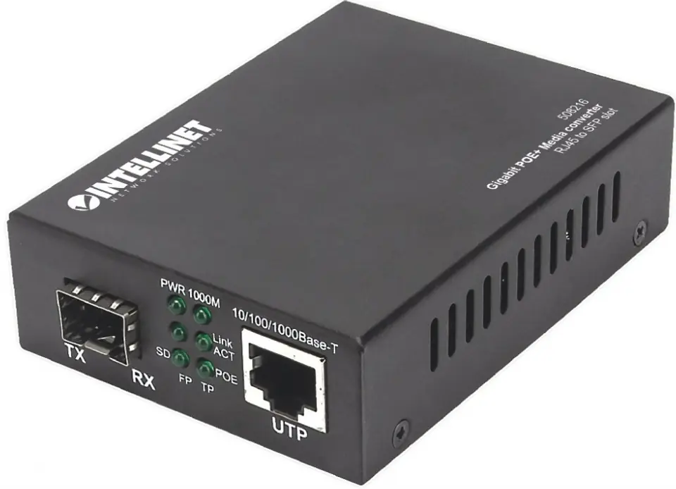 ⁨TECHLY Media konwerter 1000Base RJ45 na slot SFP, PoE+, 120 km 508216⁩ w sklepie Wasserman.eu
