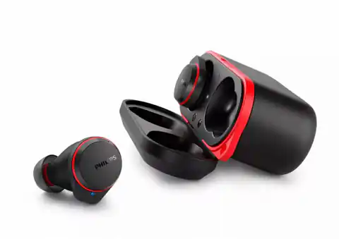 ⁨Słuchawki bezprzewodowe PHILIPS TAA7507BK/00 (Czarno-czerwony)⁩ w sklepie Wasserman.eu