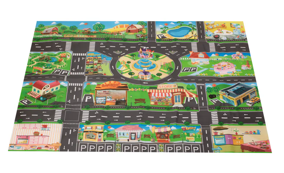 Mata edukacyjna do zabawy miasto ulica + znaki drogowe wodoodporna kolorowa 130x100cm w sklepie Wasserman.eu